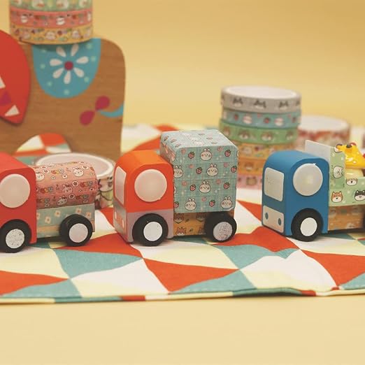 Cute Pets Washi Tape Set 18 Rolls Skinny Gold Embellishment Decorative Masking Tapes for Arts, DIY Crafts, Journals, Planners, Scrapbook, Wrapping (Puppies) (Puppies)