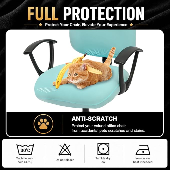 DIVA EN CAMINO DEC Stretchable Desk Office Chair Seat Covers - Universal Stretch Computer Chair Slipcover - 180GSM Washable Rotating Backrest Coverings & Cushion Protectors for Dogs, Cats, Pets