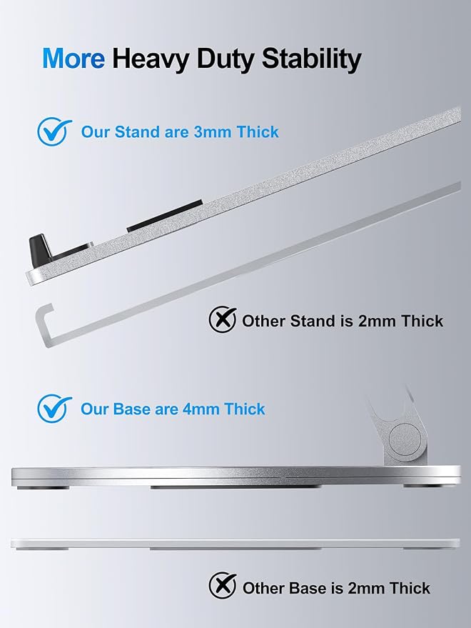 YICOSUN Laptop Stand for Desk, 360° Rotating Height Adjustable Computer Stand, Ergonomic Aluminum Laptop Riser with Ventilated Cooling, Foldable for 10-16 inch MacBook Pro Air Neo Dell HP - Silver