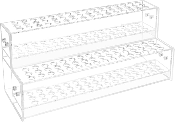 96-Slots Acrylic Pen Holder,2-Tier Pen Display Stand for Craft Shows,12mm Beadable Pens Stand Paint Brush Holder Pencil Organizer Makeup Brush Rack Art Brush Organizer for School Classroom Supplies