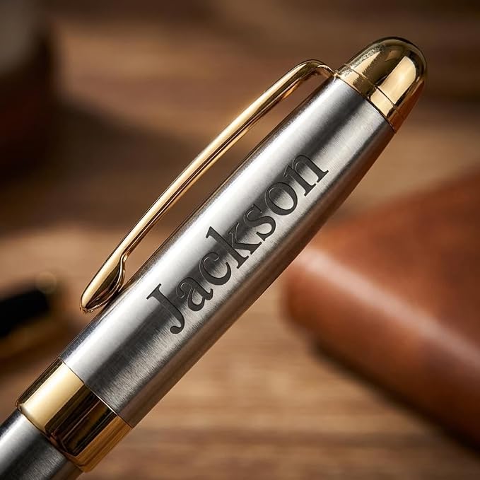 Yastar Personalized Ballpoint Pens, Stainless Steel Fancy Pens Engraved with Your different Names Logo or Messages, Phone Number Black ink Perfect for Souvenir Gift, Colleague, Friends 3 pens/set