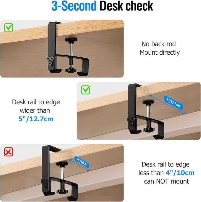 Under Desk Cable Management Tray - Heavy Duty No-Drill Clamp & Screw Mount, 28-Inch Cord Organizer for Home Office, Gaming Setup & Study Room, Holds Power Strip & Large Adapters (Black, 28"L x 5.5"W)