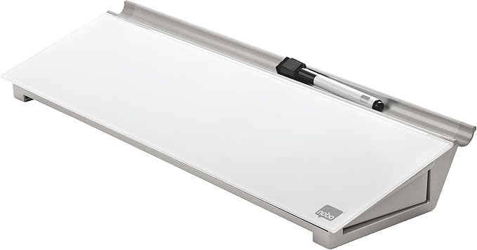 Nobo Glass Dry Wipe Desktop Whiteboard Pad, 45.8 x 6 x 14 cm, Brilliant White, 1905174