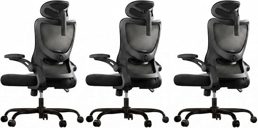 Marsail Ergonomic Office Chair with 3D Armrests, Pack of 3 | Office Desk Chair with High Back Mesh, Adjustable Lumbar Support, Rolling Work Swivel Task Chairs with Wheel, Headrest, home