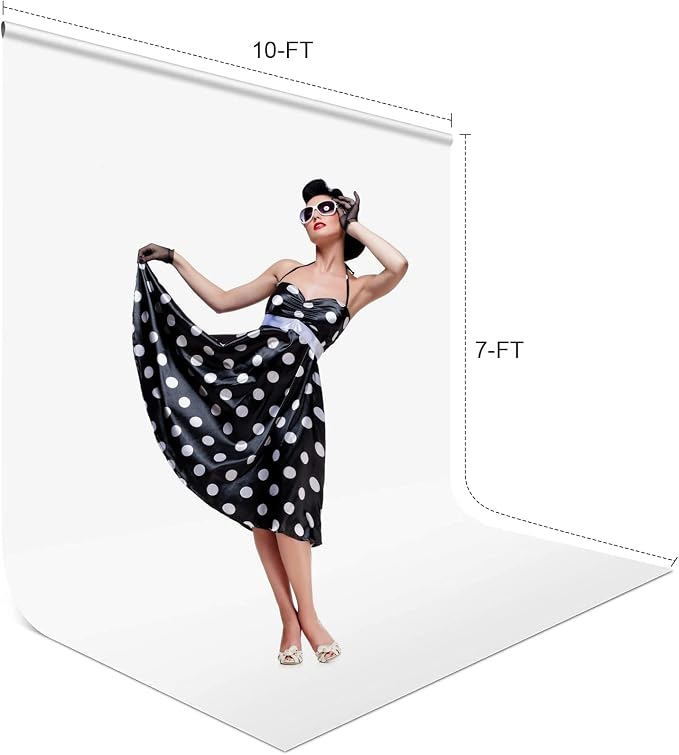 Aimosen 10 x 7 FT White Backdrop Background for Photography, Professional Pure WhiteScreen for Photoshoot, High Density Fabric Curtainfor Video Record Portrait Stand Photo Studio, with Rod Pocket