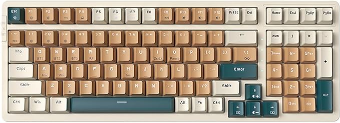 Merdia Wireless Mechanical Keyboard, Triple Mode 2.4G/USB-C/BT Gaming Keyboards 100 Keys RGB Backlit, Blue Switch Keyboard | Rechargeable Mechanical Gaming Keyboards | Brown Combo