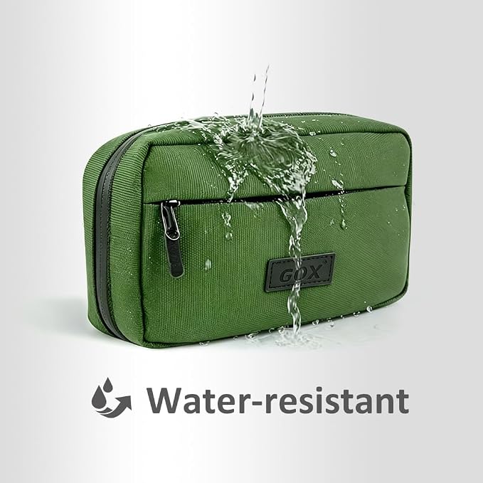 GOX Cable Organizer Travel Case, Water Resistant Electronic Accessories Pouch, All-in-One Versatile Tech Storage Bag for Charger, Cord, Phone, Hard Drive & Power Bank (Green)