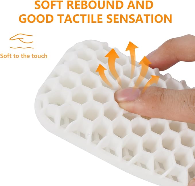 Ergonomic Keyboard and Mouse Wrist Rest Set, Silicone Honeycomb Design, 17.7 x 2.8 x 1 Inches, Non-Deformable Support for Office Gaming Typing (White)