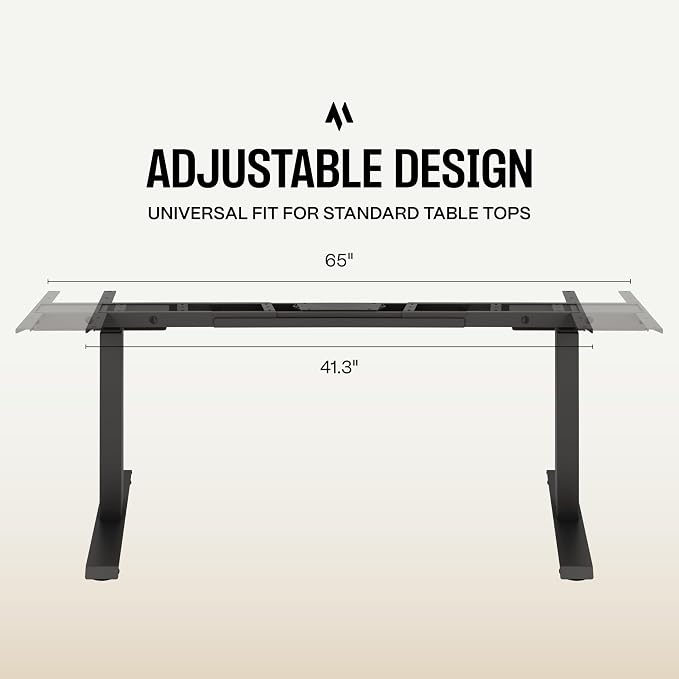 COREMINDED Dual Motor Standing Desk Frame – Heavy Duty, Powerful, 3 Stages Electric Height Adjustable Stand Up Desk Frame for Workstations with LCD Controller & Extras (Black)