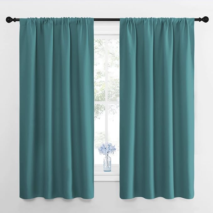 NICETOWN RV Blackout Curtains for Camper Windows, Sea Teal, 29" Wide by 50" Long, 2 PCs, Short Blackout Curtains & Drapes, Thermal Insulated Blackout Curtain Panels for Kids Room, Play Room