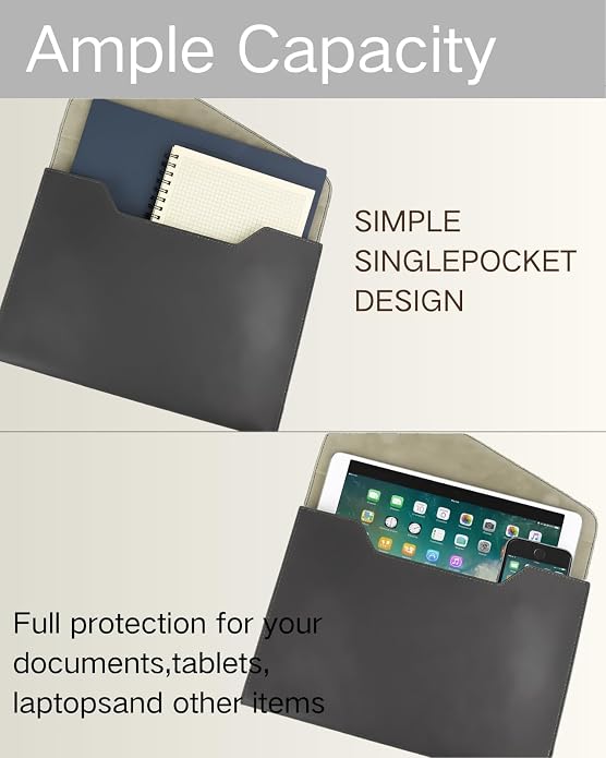 Carrier Bag Case Genuine Leather Portfolio Folder Document Organizer Laptop & Tablet,Folio Case for Men & Women