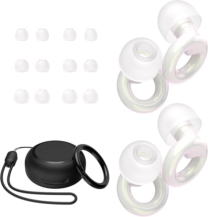 Ear Plugs for Sleeping,2 Pairs of Stylish Reusable Noise Reduction Earplugs with 8 Pairs Tips & case,Hearing Protection Earplugs for Concert,Travel,Work,Live Events - 25dB-30dB