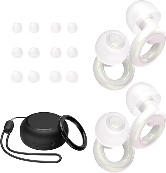 Ear Plugs for Sleeping,2 Pairs of Stylish Reusable Noise Reduction Earplugs with 8 Pairs Tips & case,Hearing Protection Earplugs for Concert,Travel,Work,Live Events - 25dB-30dB