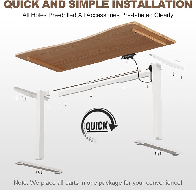 Solid Wood Electric Standing Desk 55"x23.6"Home Office Desk,Adjustable Workbench with 3 Stages Single Motor, Computer Workstation with T-Shaped Metal Bracket,Natural Standing Desk for Gaming(1 Box)