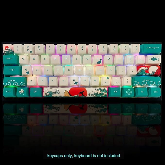 SDYZ Custom Keycaps-Keycaps 60 Percent, Suitable for GK61/GK64/RK61/Anne/GH60 /ALT61 Mechanical Keyboards, 71 Key Set, OEM Profile PBT Key caps (Coral Sea)