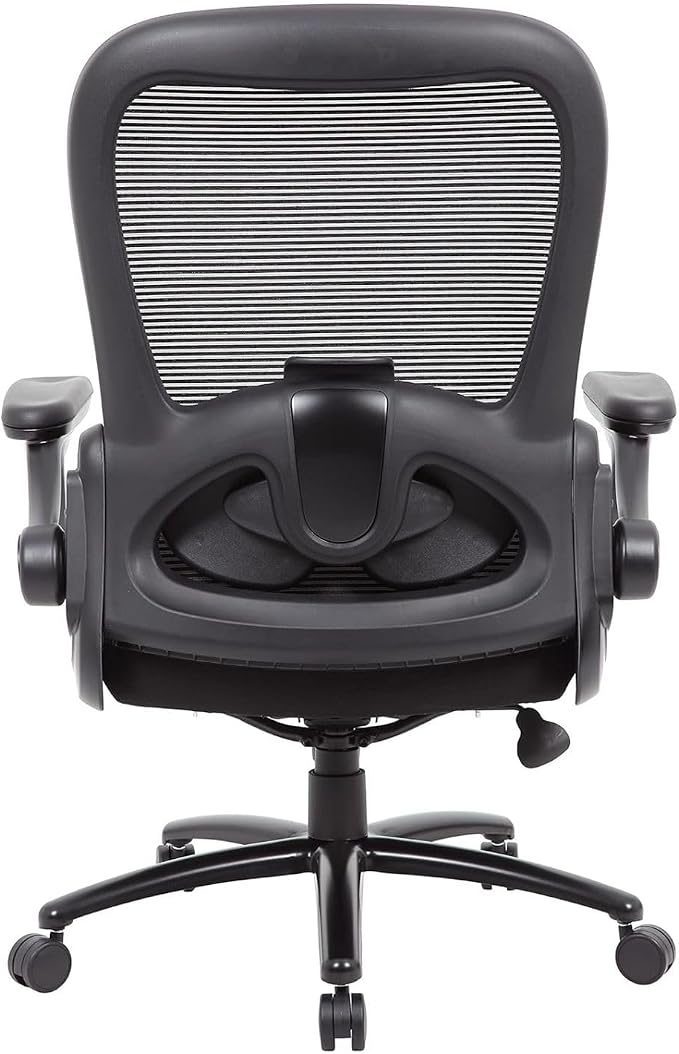 Heavy Duty Flip Arm Breathable Mesh Task Chair 400-lb Weight Capacity Black Ergonomic Office Chair for Comfort and Support Sturdy Construction with Flip-up Armrests Ideal for Long Hours