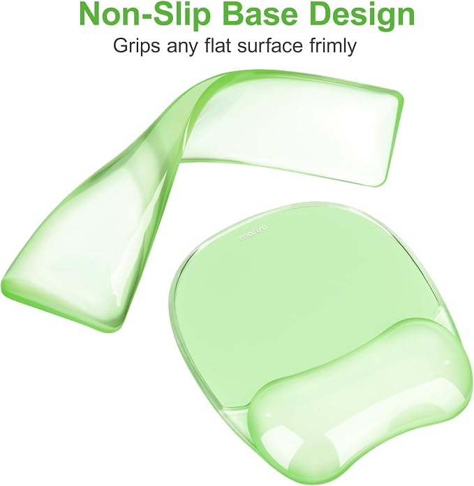 MOSISO Gel Wrist Rest Support for Mouse Pad&Keyboard Set, Irregular Oval Ergonomic Mousepad Keyboard Pad Non-Slip Base Home/Office Pain Relief&Cooling Gel Easy Typing Pad for Computer Laptop, Green