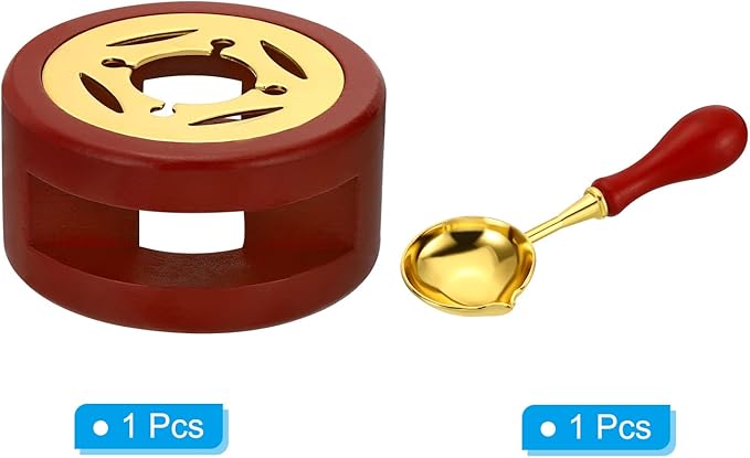 PATIKIL Wax Seal Kit, Wax Seal Warmer with Melting Spoon Retro Melt Stove Pot Furnace Tool for Sealing Beads Stamp Letter Envelope, Red