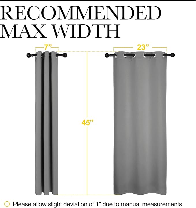 NICETOWN Silver Grey Blackout Curtain Panels for Bedroom, Thermal Insulated Grommet Top Blackout Draperies and Drapes (2 Panels, W29 x L45 inches)
