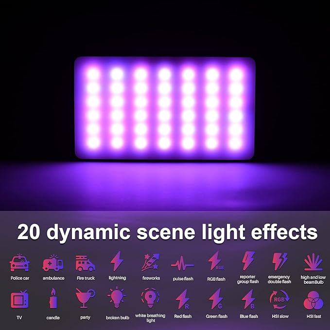 Andoer W140 RGB LED Video Light Kit Pocket Video Conference Lighting CRI95+ 2500K-9000K Dimmable 20 Lighting Effects with Desktop Tripod Ballhead Phone Holder Computer Clip Cold Shoe Adapter