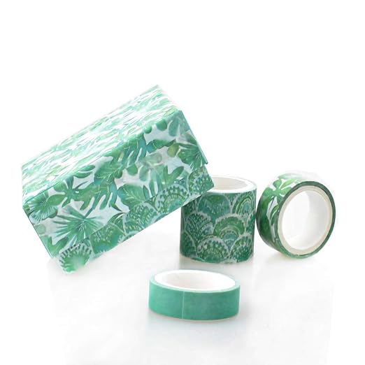 12 Rolls Green Washi Tape Set,Leaves Floral Tree Washi Masking Tape Colorful Decorative Painters Tape for Craft,Kids,Scrapbook,DIY,Gift Wrapping