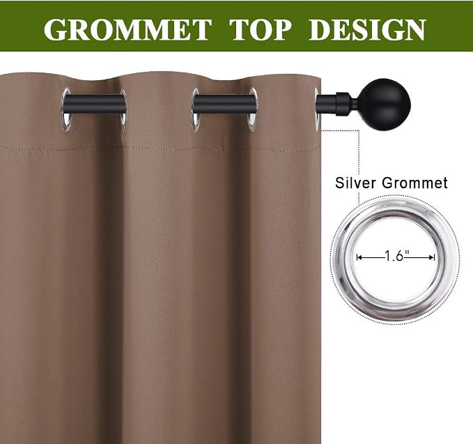NICETOWN Blackout Blinds for Patio Door, Sliding Door Insulated Blackout Curtains, Extra Wide Curtain with Grommet Top for Villa/Hall/Parlor (Cappuccino, 70 inches W x 95 inches L)