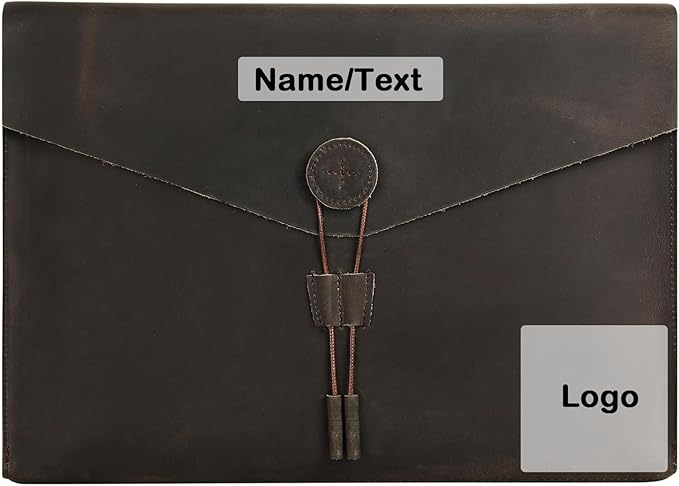 Genuine Leather Envelope Document Holder， Leather File Folder Organizer，Envelope Document Holder for Men&Women, Personalized Folio Laptop Sleeve Case for 15" Laptops, Tablets