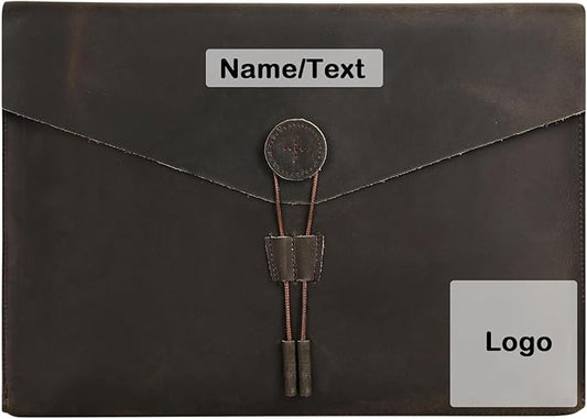 Genuine Leather Envelope Document Holder， Leather File Folder Organizer，Envelope Document Holder for Men&Women, Personalized Folio Laptop Sleeve Case for 15" Laptops, Tablets
