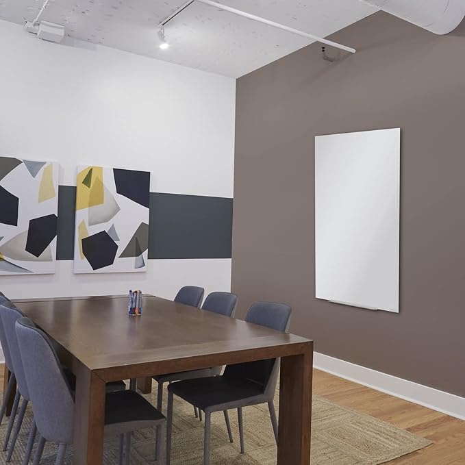Quartet Whiteboard, Magnetic Dry Erase White Board, Glass 28" x 50" Vertical-Only, Frameless, InvisaMount, White (Q012850IMW)