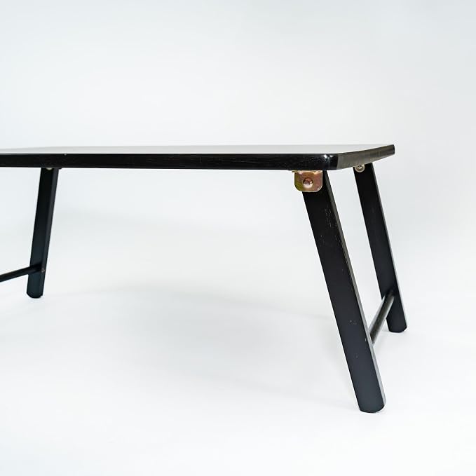 PJ Wood Folding Laptop Desk Tray, Lightweight Portable Table for Bed or Couch Computer Work, Eating at Home, Small Spaces, 24 Inch, Black