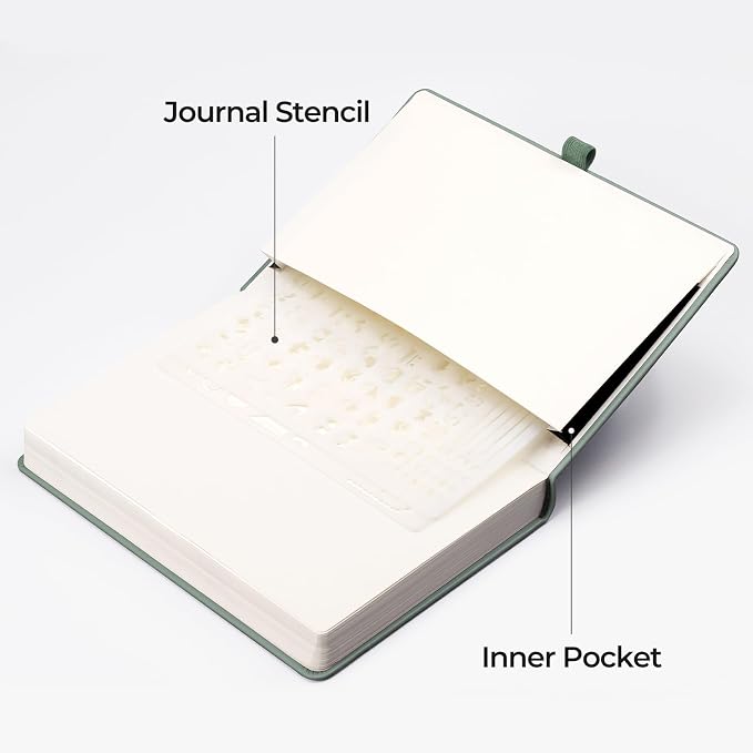 EMSHOI Blank Notebook Journal - 320 Pages, 100gsm Thick Paper, A5 Hardcover Leather, Art Sketchbook for Drawing, Unlined, Plain Sketch Book for Women Men Work Writing, 5.75 X 8.38, Green