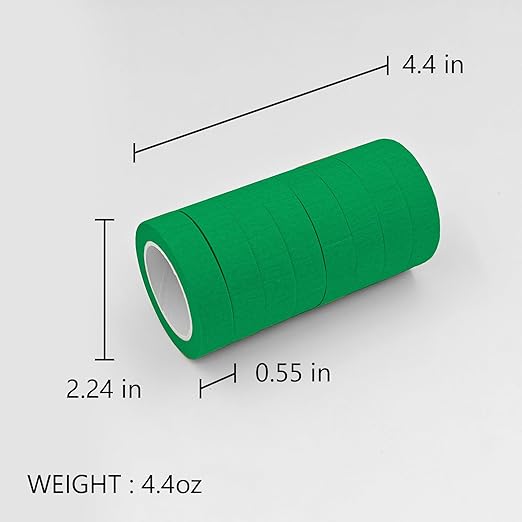 UMETDO 8PCS Colored Masking Tape - Green Painters Tape, Tape for Kids Art Supplies, Great for Crafts, Labeling, DIY Decorative, 1/2 Inch Colored Tape Rolls- Tiny Size