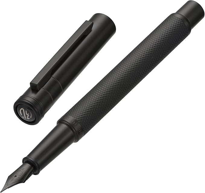Asvine Black Forest Fountain Pen Fine Nib, Ink Cartridge Not Included, Classic Design with Converter and Metal Pen Case Set