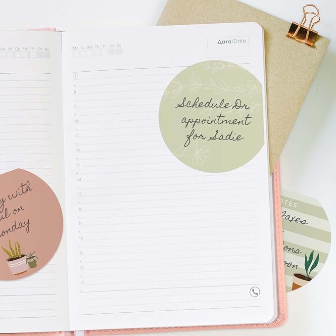 Plant Theme Sticky Note Pad Assortment/Set of 3 Round Flat Top Plant Lady Note Pads / 3.5" Succulent Sticky Notes / 50 Sheets Per Pad/Made in USA