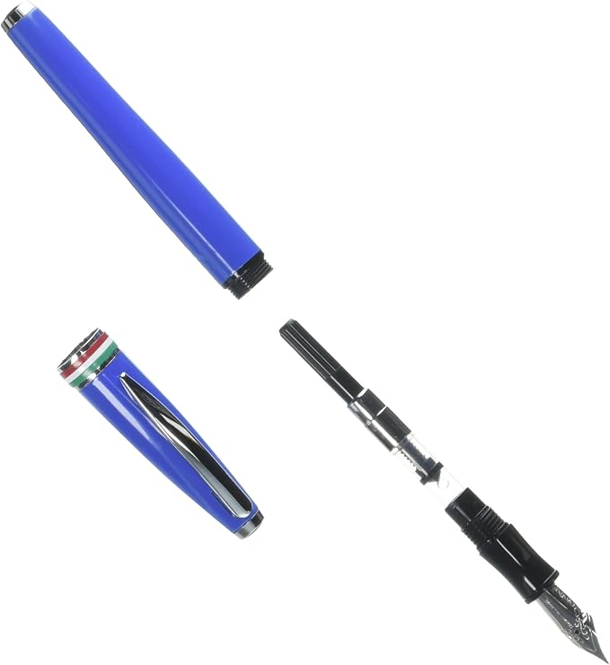 Monteverde USA Aldo Domani Italia Fountain Pen Exotic Blue - Flex Nib - Luxury Writing Pen - Italian Design - JoWo Stainless Steel Nib - Smooth Ink Flow - Refillable - Gift Box Included