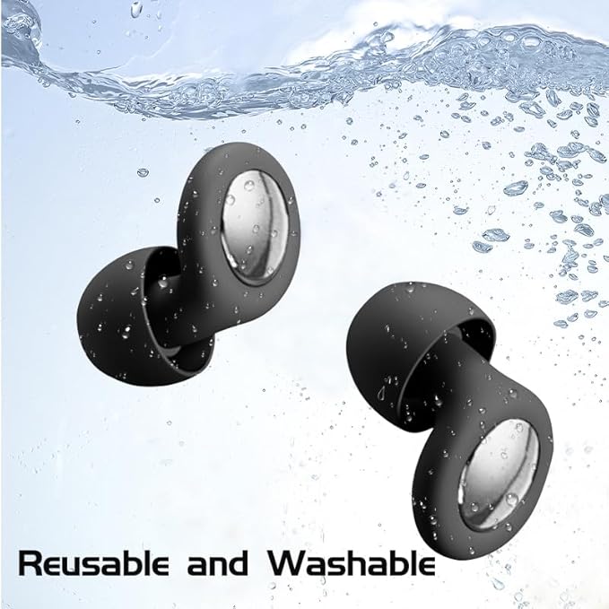Ear Plugs for Sleep 32dB Noise Reduction Soft Comfy Reusable Silicone Earplugs for Work Travel Study Hearing Protection (Black, Heart)