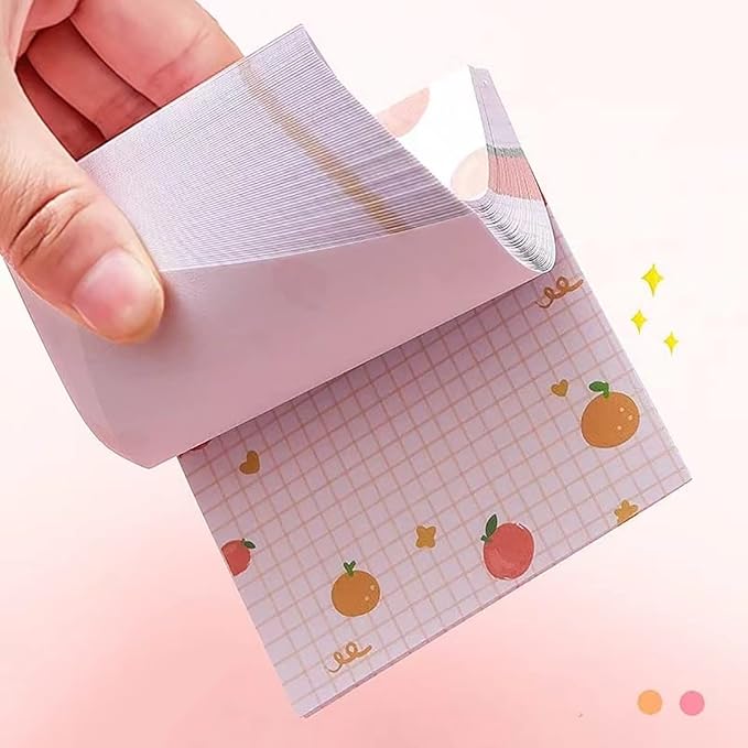 Cute Sticky Notes, 4Pack(320 Sheets) Kawaii Sticky Notes Colorful Super 3.1x3.1in Self-Stick Pads Unique Cute Fruit Patterns Sticker Note