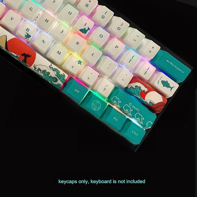 SDYZ Custom Keycaps-Keycaps 60 Percent, Suitable for GK61/GK64/RK61/Anne/GH60 /ALT61 Mechanical Keyboards, 71 Key Set, OEM Profile PBT Key caps (Coral Sea)