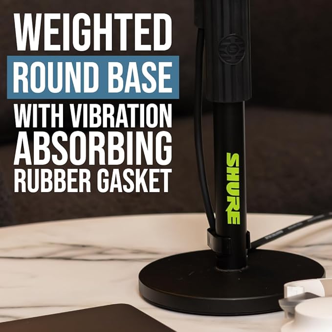 Shure by Gator Round Base Desktop Mic Stand with Standard Height-Adjustable Twist Clutch and 6" Base; (SH-DESKTOP1)