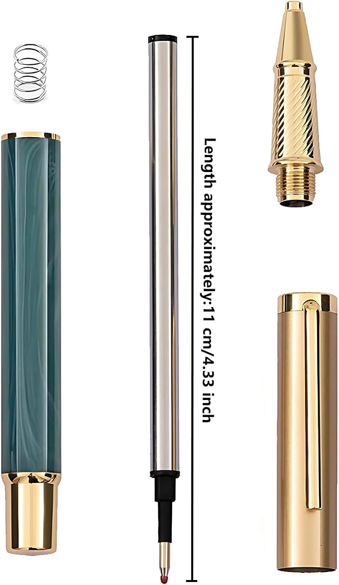 Luxury Rollerball Pen with Gold Trim, Elegant Resin Writing Instrument, Fine Point Black Ink Refill, Business Signature Pen with Metal Gift Box for Executive, Men, Women (Glacier Green)