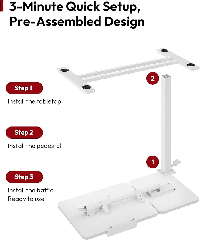 SANODESK 32''Overbed Table Gas Spring Lifting with Wheels&Tilting Desktop | Rolling Mobile Laptop Desk End Table,Portable Computer Workstation for Home Office,Sofa,Bedside,31.5" W x 17.7" D,White