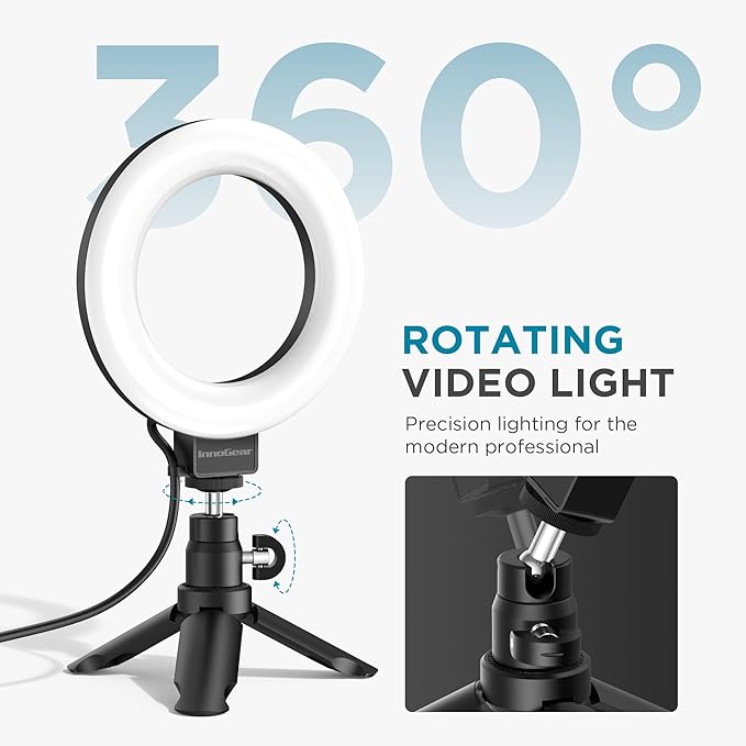 InnoGear Video Conference Light, 5" 60 LED On-Camera Video Lights for Monitor Desk LED Streaming Lighting with Desk Tripod Selfie Zoom Lighting for Computer Camera Webcam Laptop Podcast, Recording
