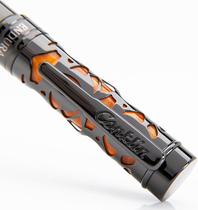 Conklin Endura Deco Crest Rollerball Pen in Orange with Rose Gold Accents – Refillable Rollerball Writing Instrument by Conklin Pen Company