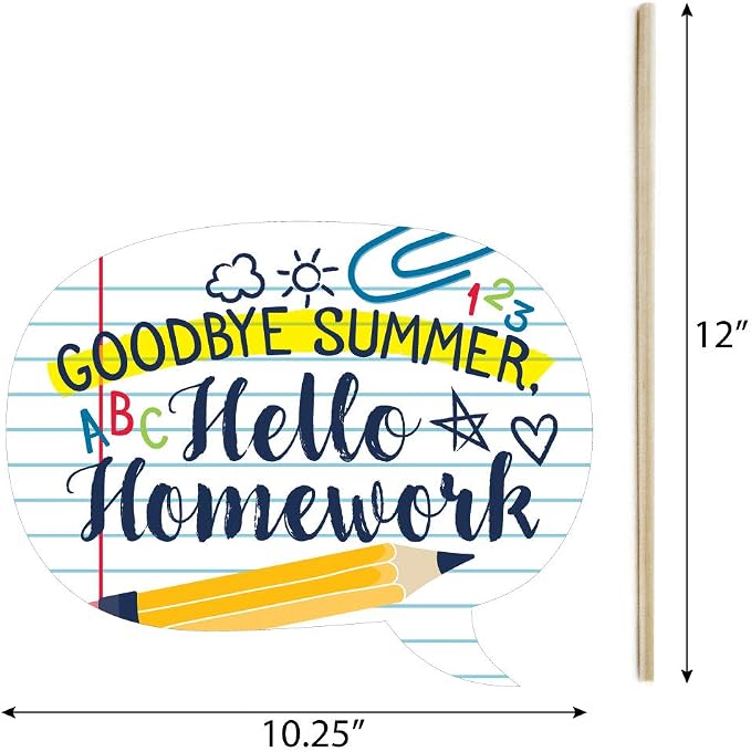 Big Dot of Happiness Funny Back to School - First Day of School Classroom Decorations and Photo Booth Props Kit - 10 Piece