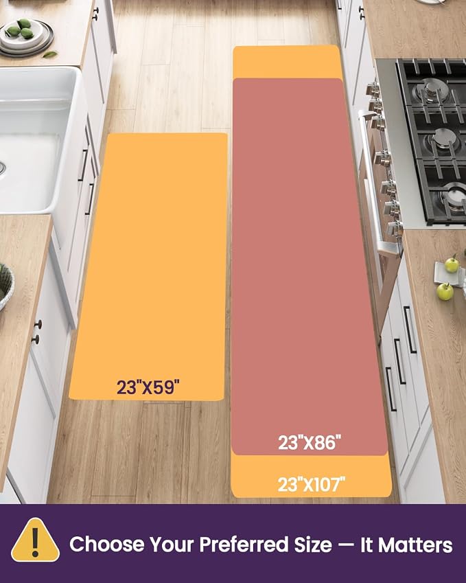 DEXI Kitchen Floor Mats Cushioned Anti Fatigue, 23x107 Long Wide Standing Comfort Runner Rug, Waterproof Retro Floral Memory Foam Padded for Front Sink Laundry, Brown/White