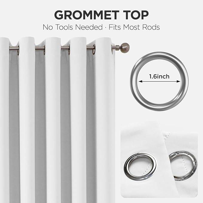 Joydeco Blackout Door Curtain for Doorway Privacy 78 Inches Long, Grommet Closet Curtain for Open Closet, Room Divider for Bedroom Living Room (Pure White, 40Wx78L, 1 Panel)