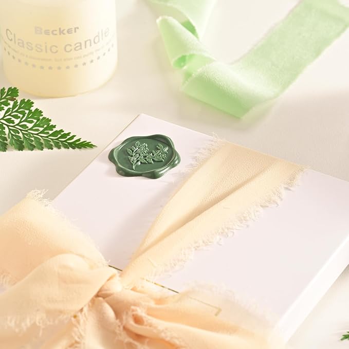 UNIQOOO Wax Seal Stickers - Eucalyptus Wedding Invitation Envelope Seal Stickers, 100 Pcs Self- Adhesive Olive Green Stickers, Perfect for Invitation, Envelopes, Gift Wrapping, Christmas