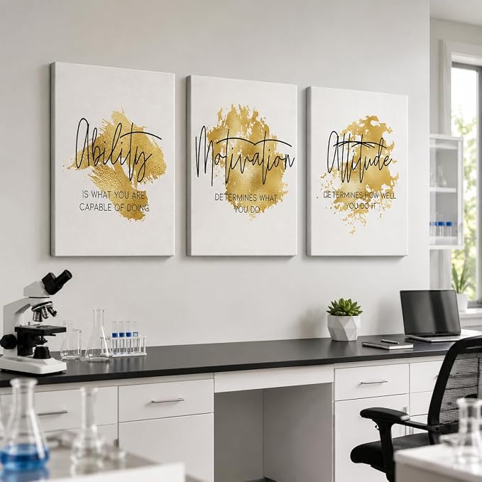 Office Wall Art - 3 Panel Motivational Canvas Art for Home Office, Positive Quote Wall Decor, Entrepreneur Words Poster Frame, 16'x24'x3Pcs