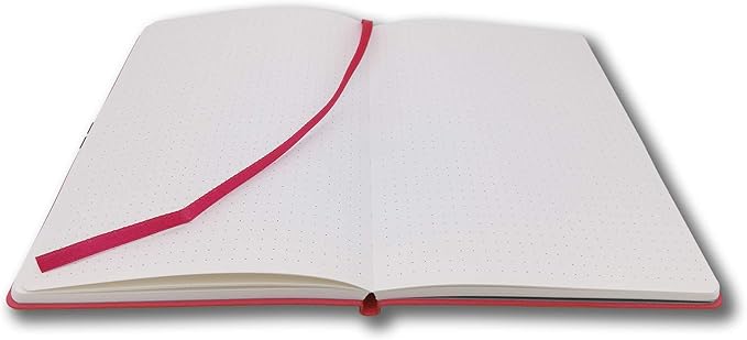 Softcover Bullet Notebook Journal, Dotted/Dot Grid, A5, 5.8x8.3 Inches, Premium Faux Leather, Creamy Thick Paper, Sewn Bound, Elastic Band, Inner Pocket, Pen Loop, Lays Flat, Orange