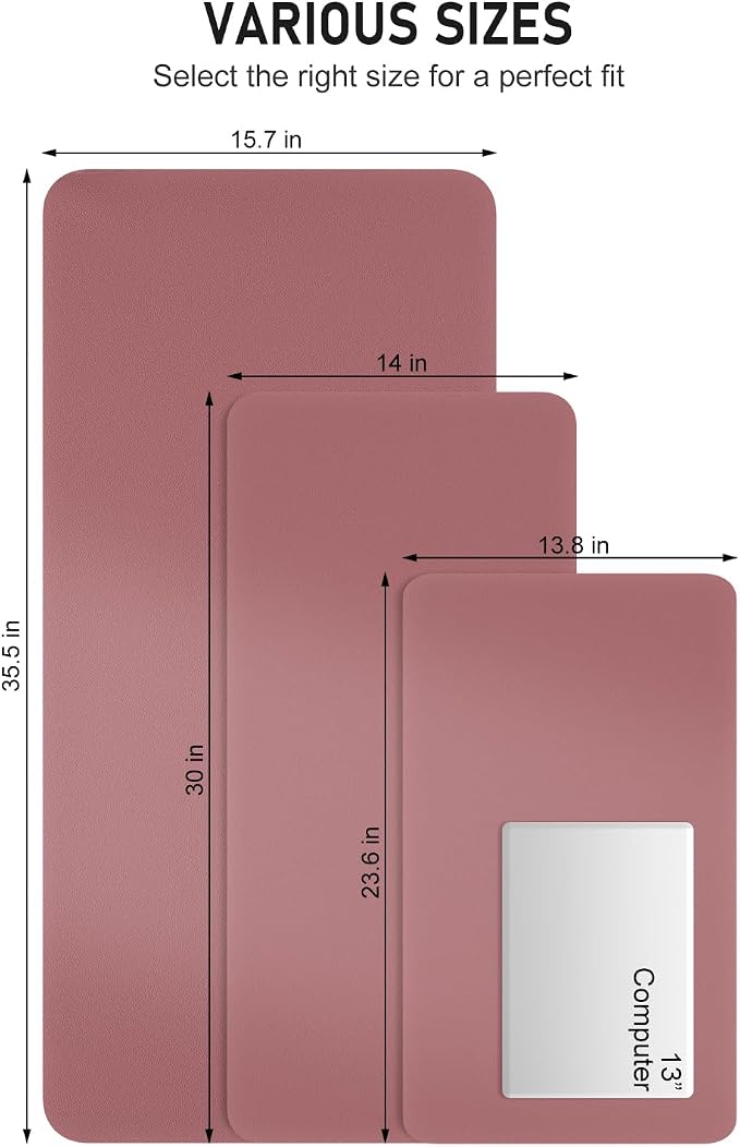 Desk Pad, 30" x 14" PU Leather Non-Slip Desk Mat Large Mouse Pad for Desktop, Waterproof Laptop Computer Writing Mat for Office, Home, Work, Gaming, Deep Red